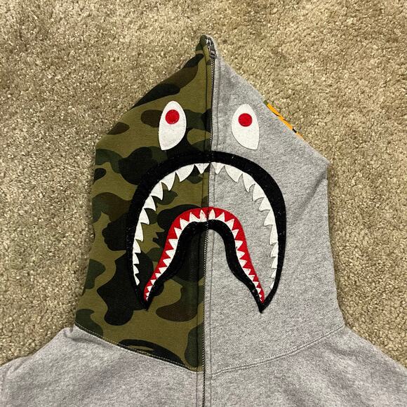 Bape Other - Authentic Bape 2000’s Split Camo Shark Full Zip Hoodie XL